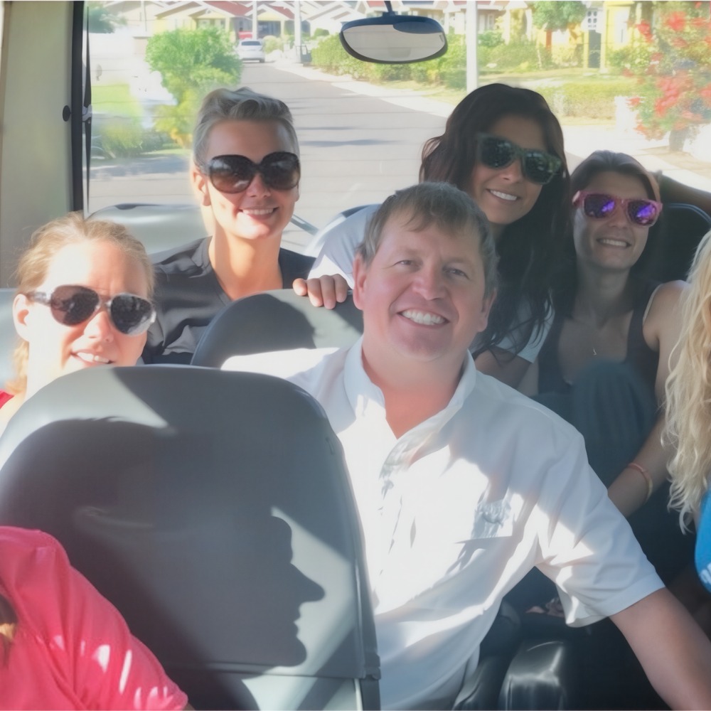 The team riding out to the clinic in Jamaica